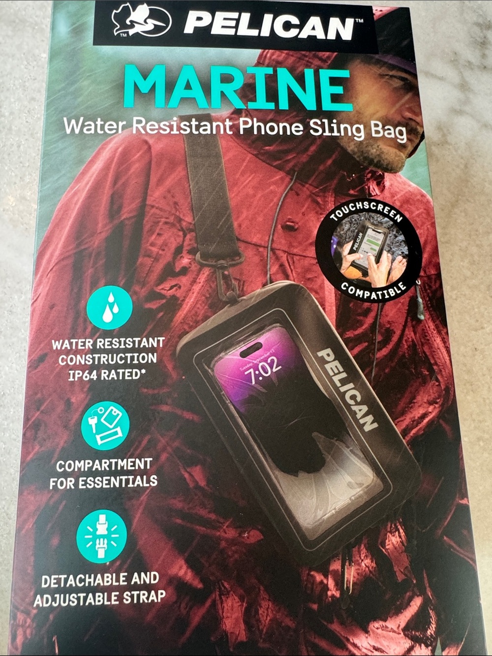 Marine Water Resistant Phone Sling Bag - Black